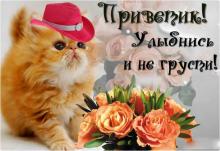 поздравительная открытка улыбнись - открытка с котенком красивая