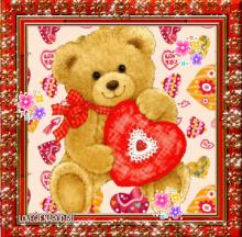 поздравительная открытка валентинки - открытка медведь с сердцем